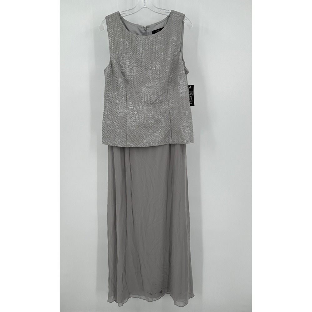 Alex Evenings Womens Old Money Evening Gown Sz 16 Metallic Dress Gala Minimalist